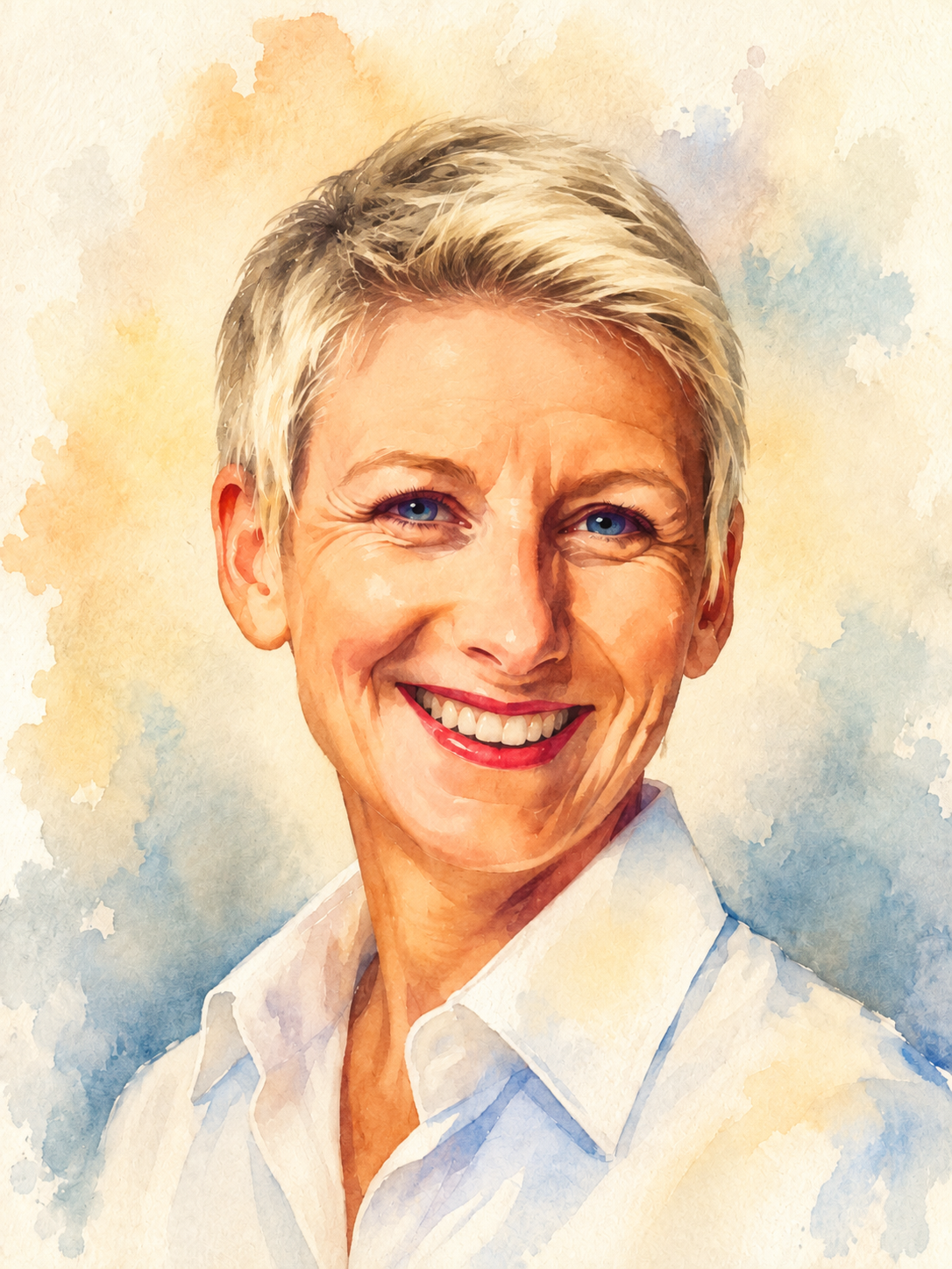 Aquarellporträt von Connie Reber